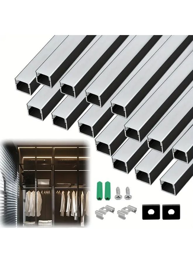 نظام قناة LED من الألومنيوم الأسود مع غطاء موزع أبيض 15 قطعة 1 متر شكل حرف U - Image 1